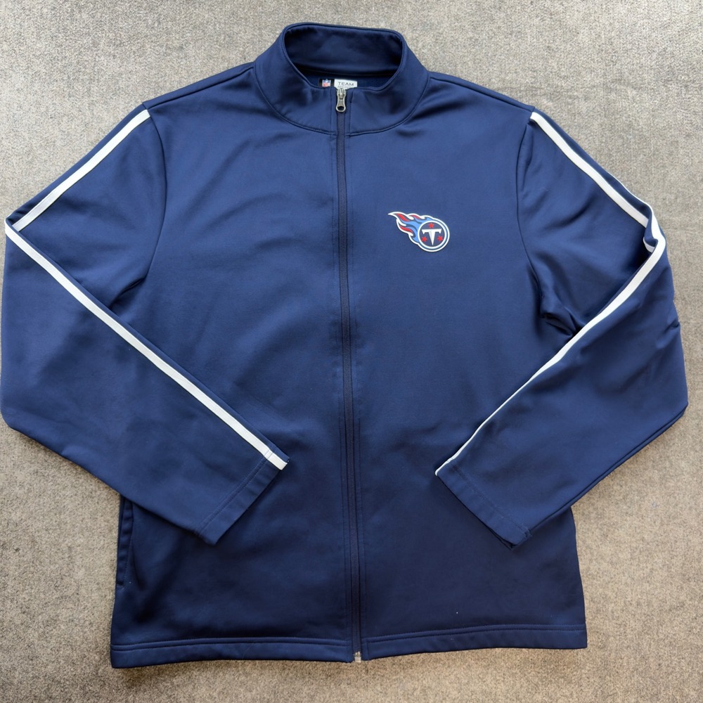 NFL Tennessee Titans Full Zip Track Jacket Men's Size Medium Blue White Piping